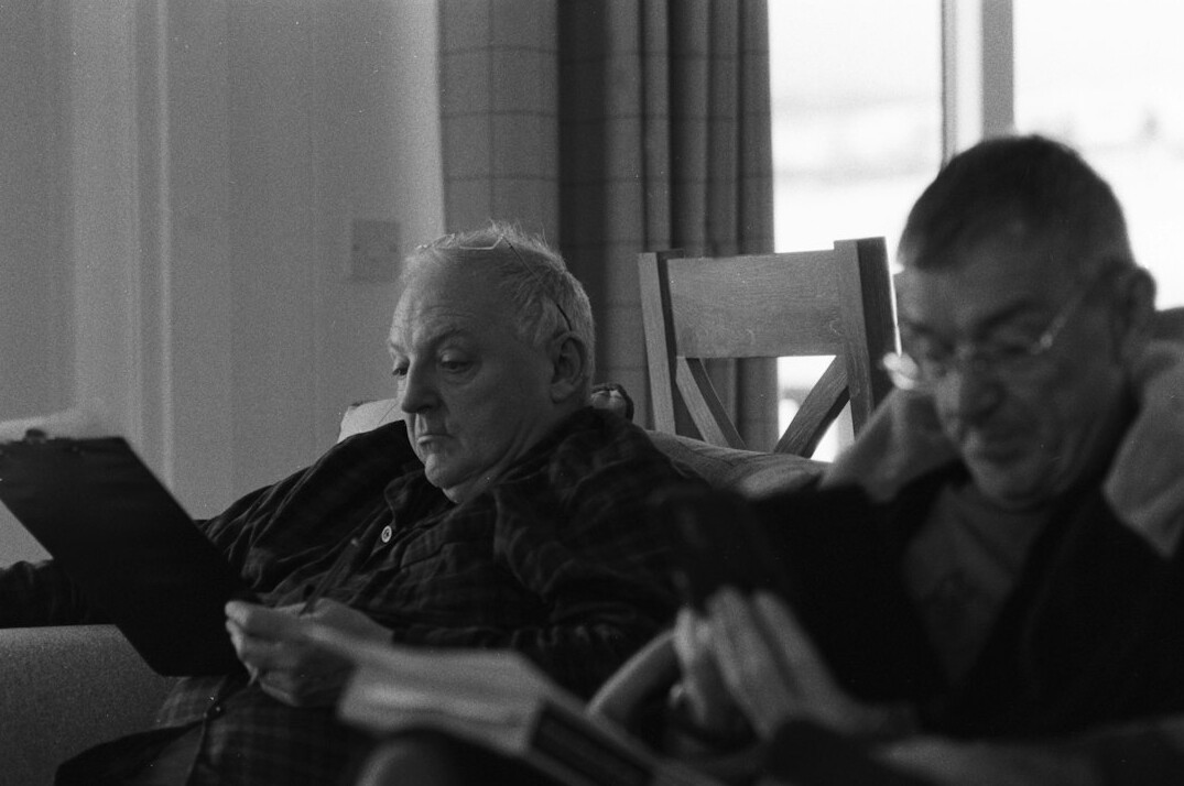 elderly watching movie