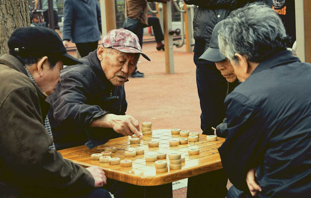 seniors playing board games